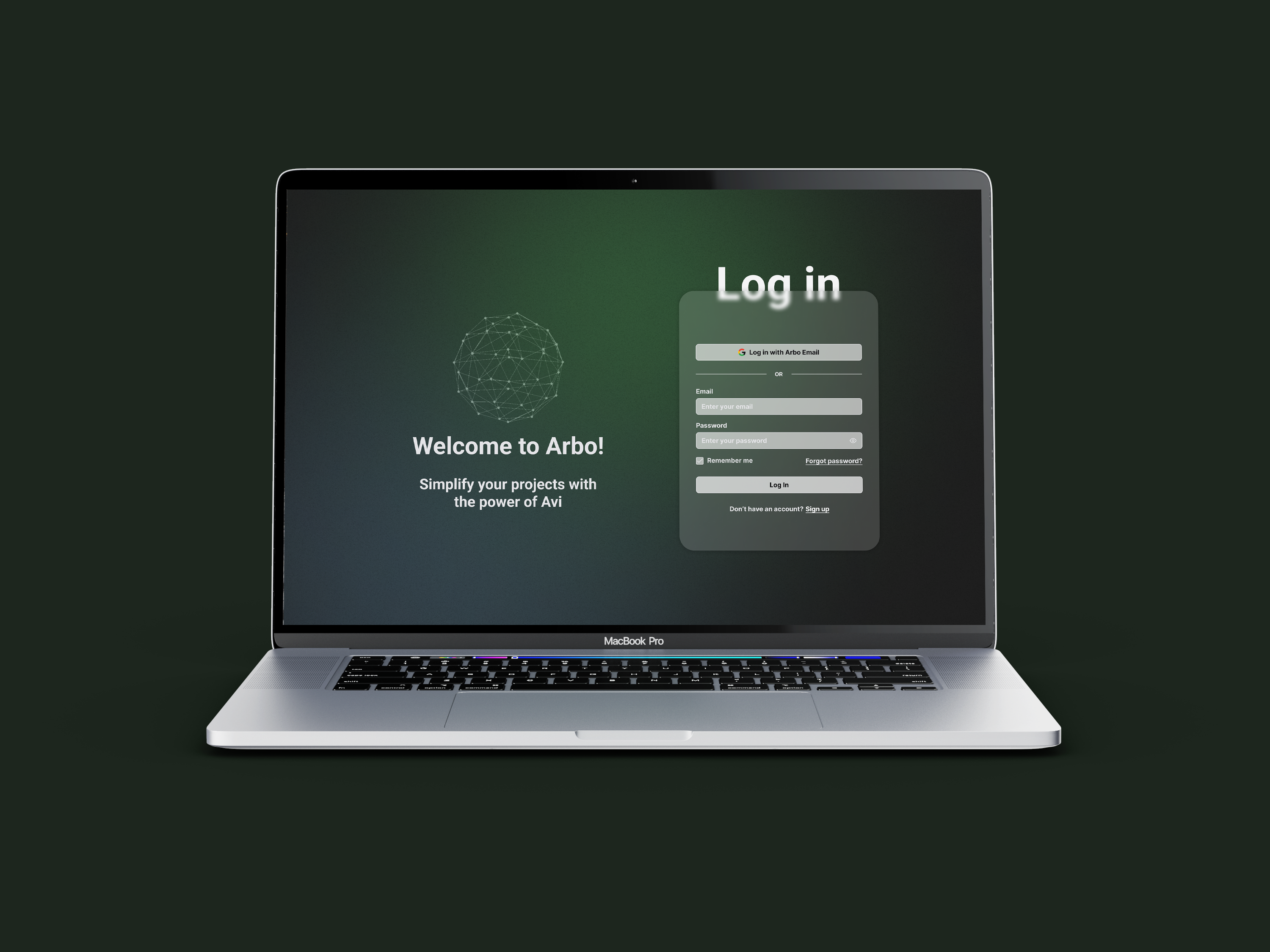Arbo app screen