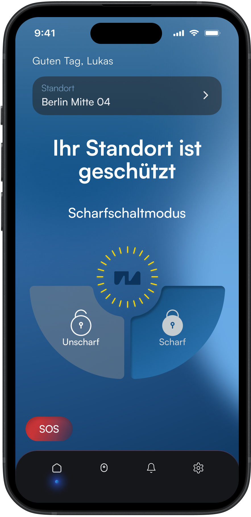 Novosafe app screen